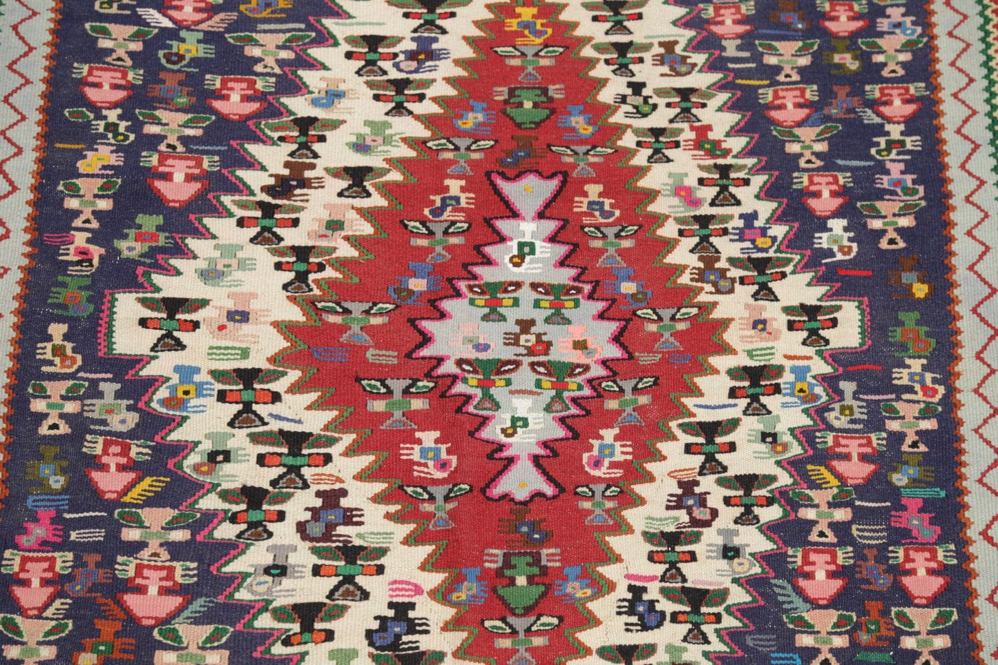 Geometric 4x6 Senneh Kilim Persian Area Rug