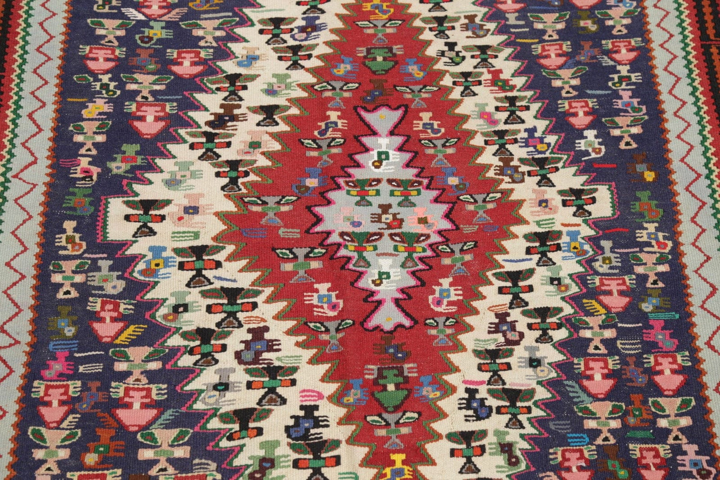 Geometric 4x6 Senneh Kilim Persian Area Rug