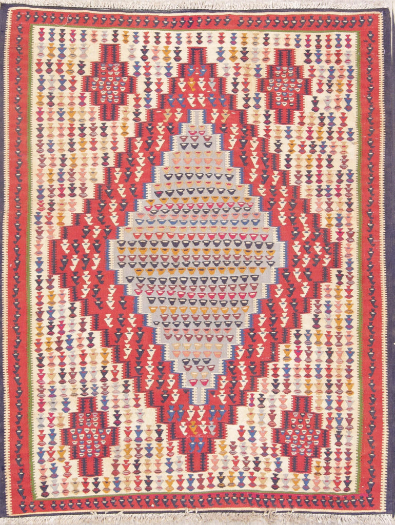 Geometric 3x5 Kilim Senneh Persian Area Rug