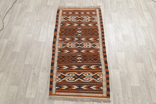 Geometric 3x6 Kilim Sumak Persian Rug Runner