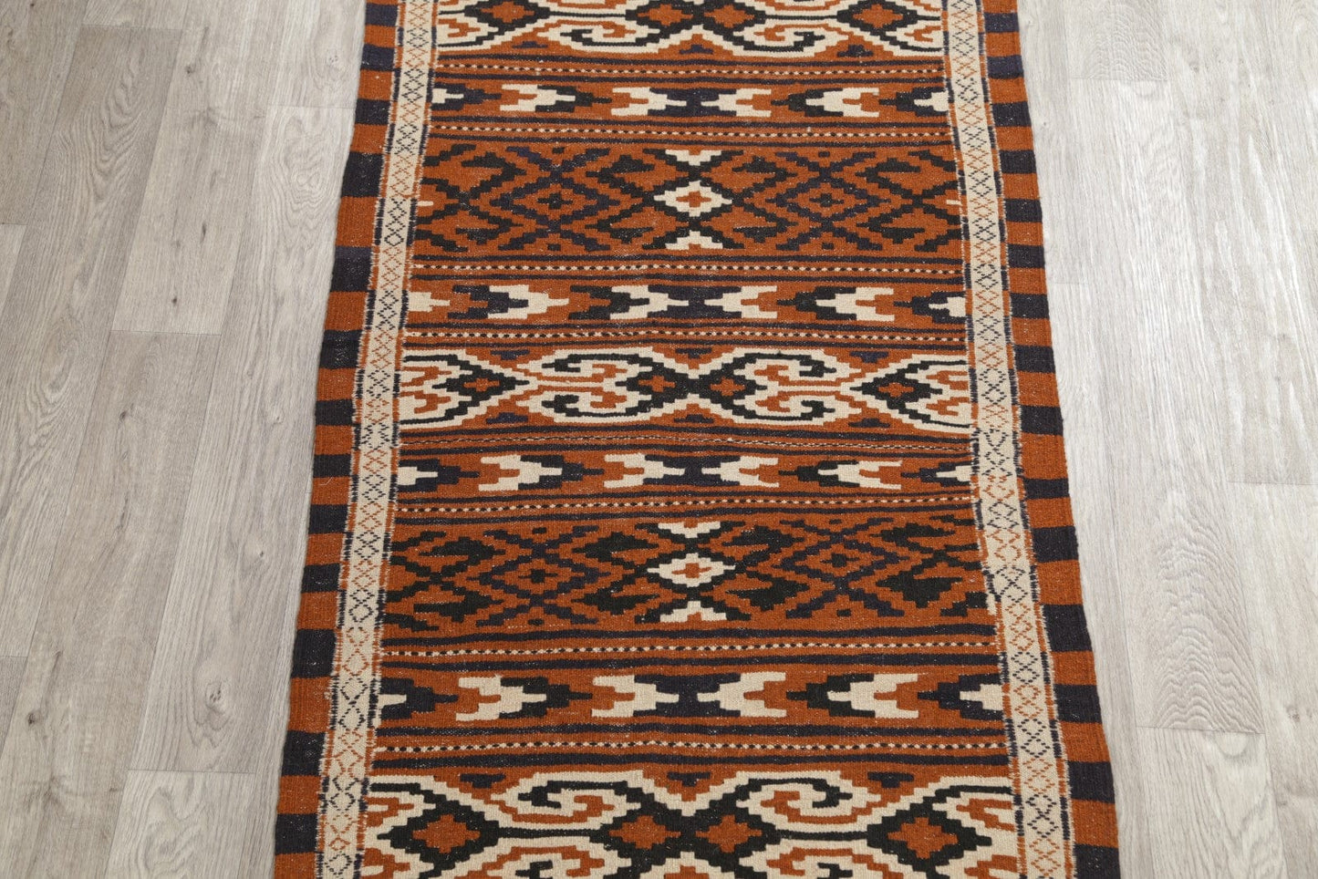 Geometric 3x6 Kilim Sumak Persian Rug Runner