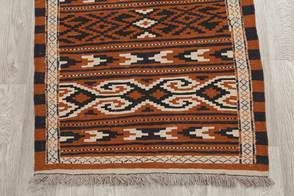 Geometric 3x6 Kilim Sumak Persian Rug Runner