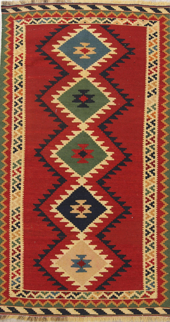 Geometric 4x7 Kilim Qashqai Persian Area Rug