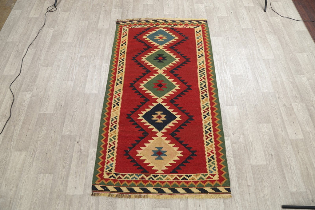 Geometric 4x7 Kilim Qashqai Persian Area Rug