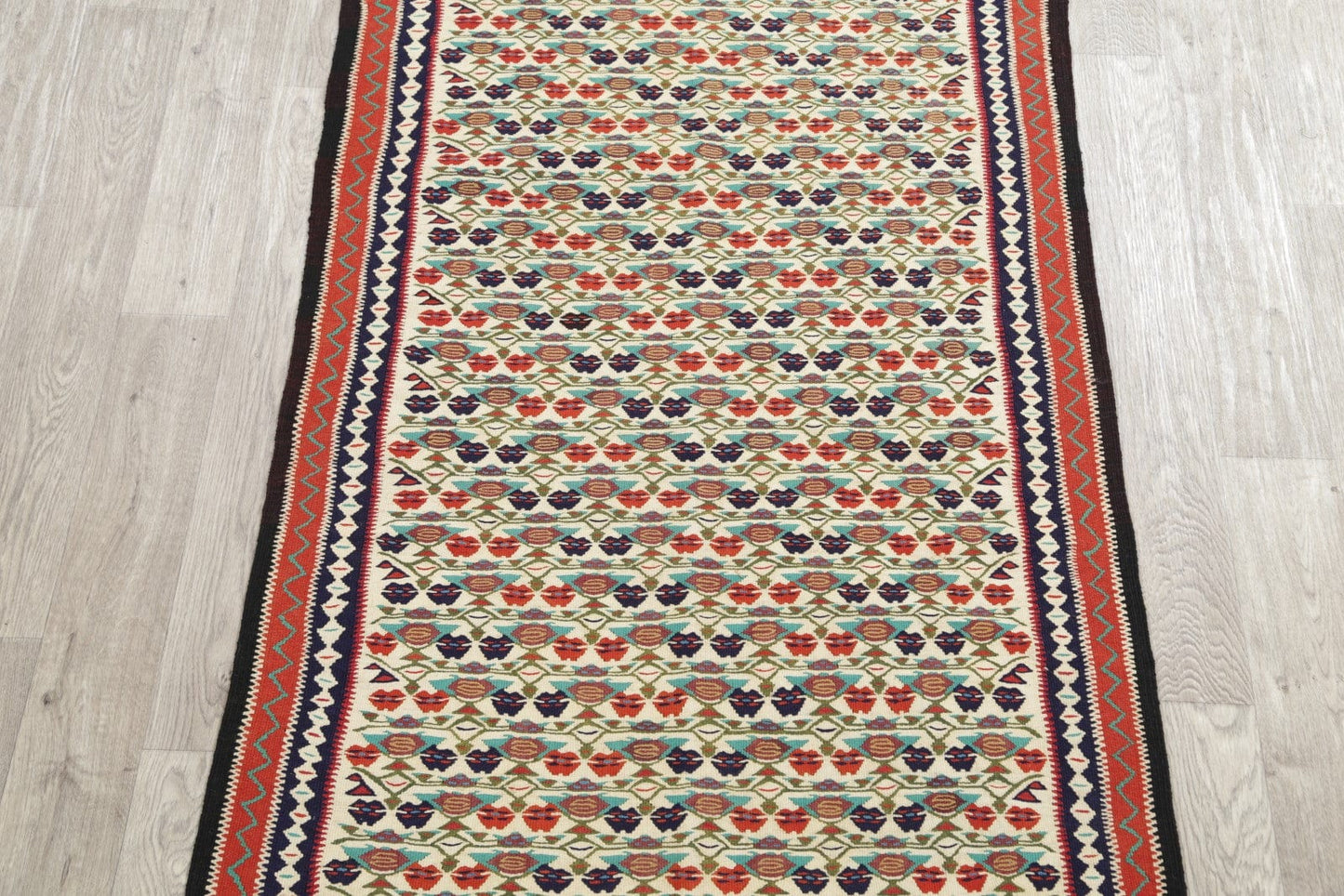 All-Over Geometric 4x6 Kilim Senneh Persian Area Rug