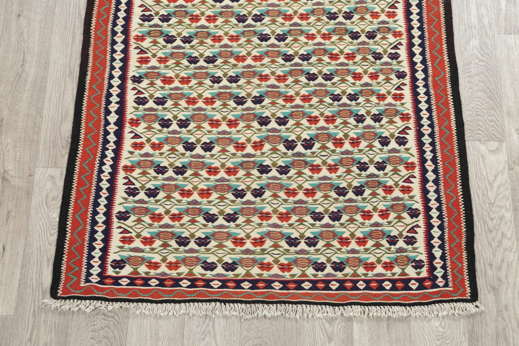 All-Over Geometric 4x6 Kilim Senneh Persian Area Rug