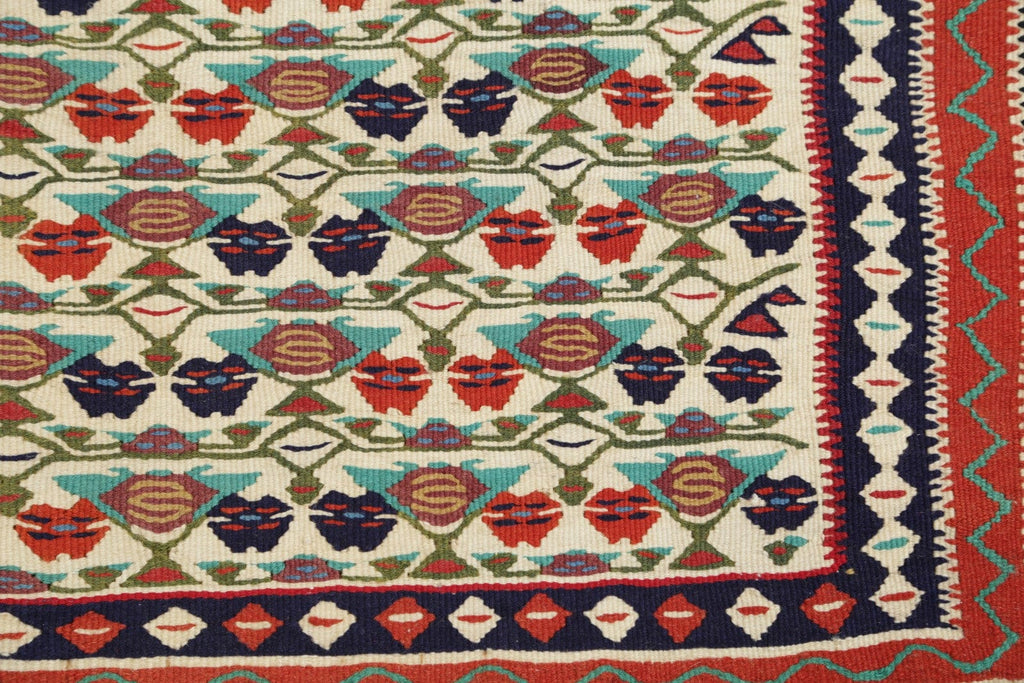 All-Over Geometric 4x6 Kilim Senneh Persian Area Rug