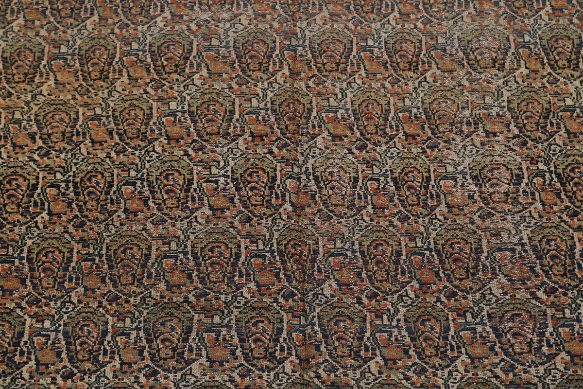 Pre-1900 Antique Senneh Bidjar Persian Vegetable Dye 7x17 Paisley Rug