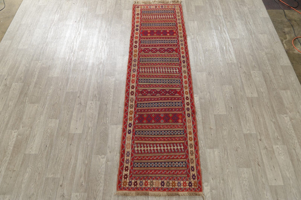 Geometric Modern 3x9 Kilim Sumak Persian Rug Runner