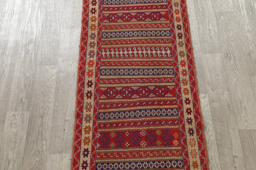 Geometric Modern 3x9 Kilim Sumak Persian Rug Runner