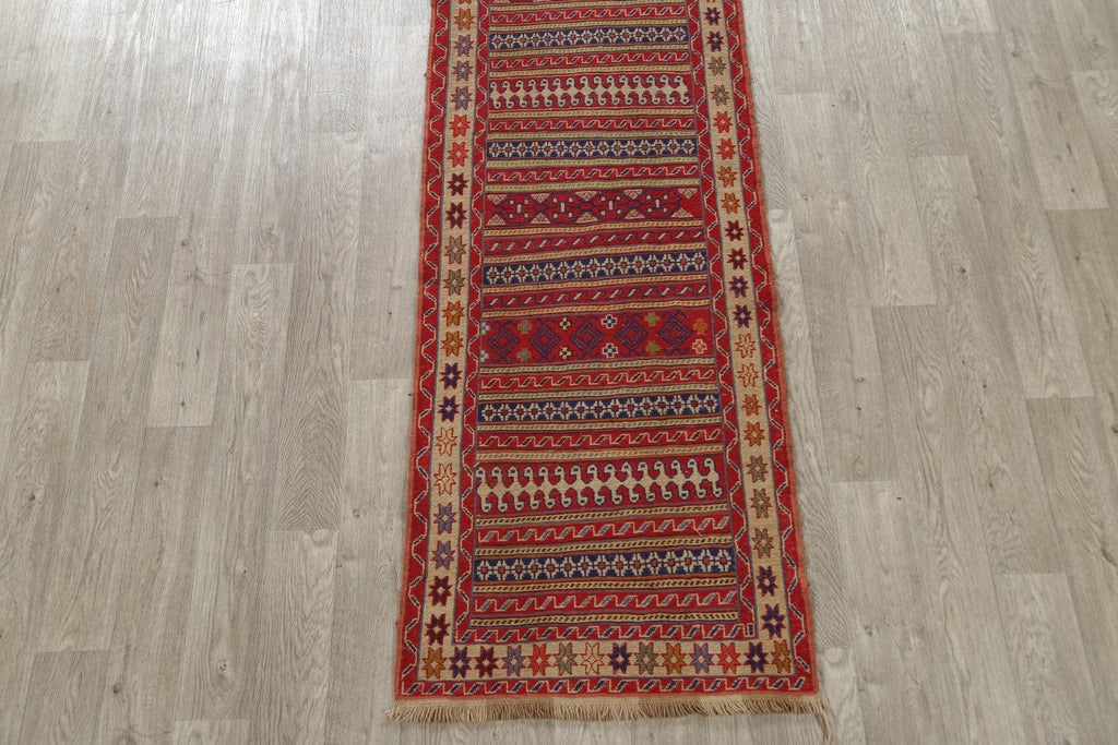 Geometric Modern 3x9 Kilim Sumak Persian Rug Runner