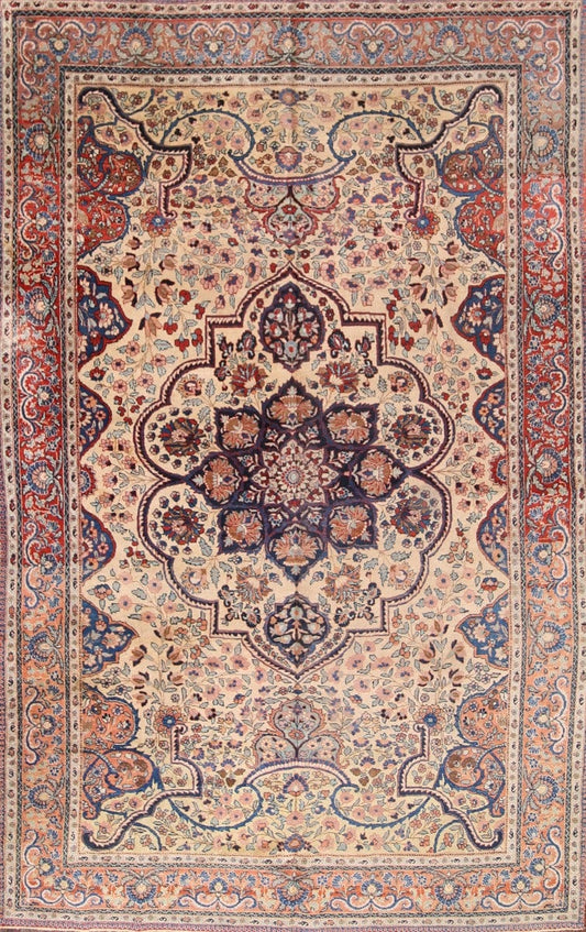 Antique Geometric 7x10 Tabriz Persian Area Rug