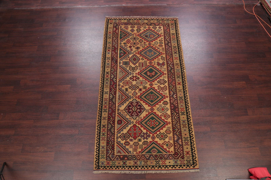 Geometric Tribal 5x10 Kilim Shiraz Qashqai Persian Rug Runner