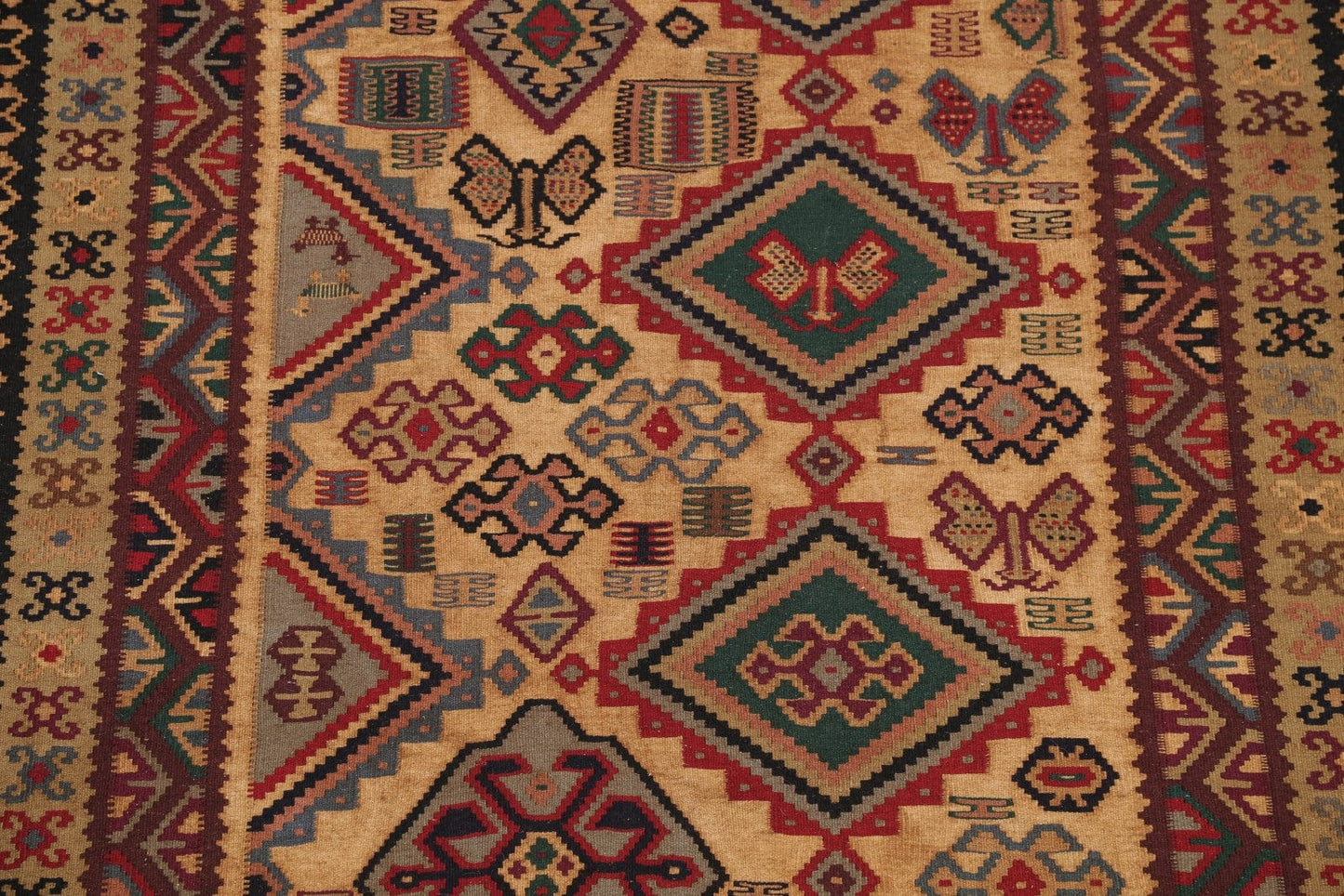 Geometric Tribal 5x10 Kilim Shiraz Qashqai Persian Rug Runner