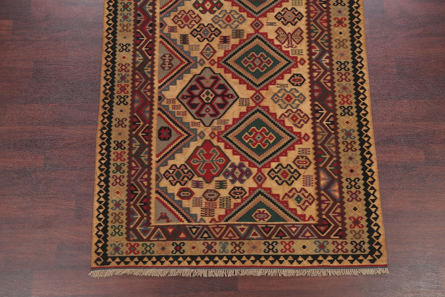 Geometric Tribal 5x10 Kilim Shiraz Qashqai Persian Rug Runner