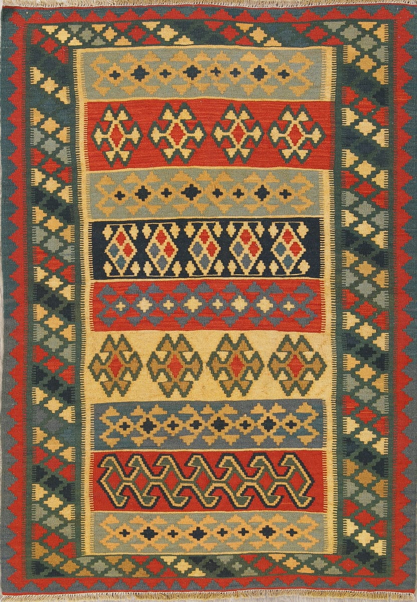 Geometric Tribal 5x7 Kilim Shiraz Persian Area Rug