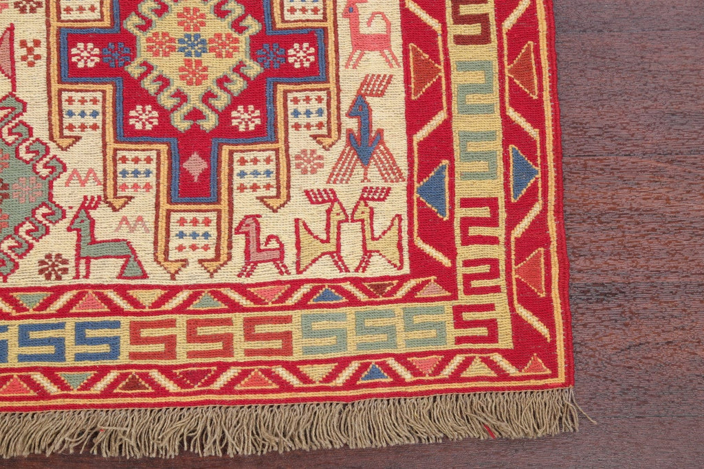 Animal Pictorial Tribal Nomad 4x5 Shiraz Kilim Persian Area Rug