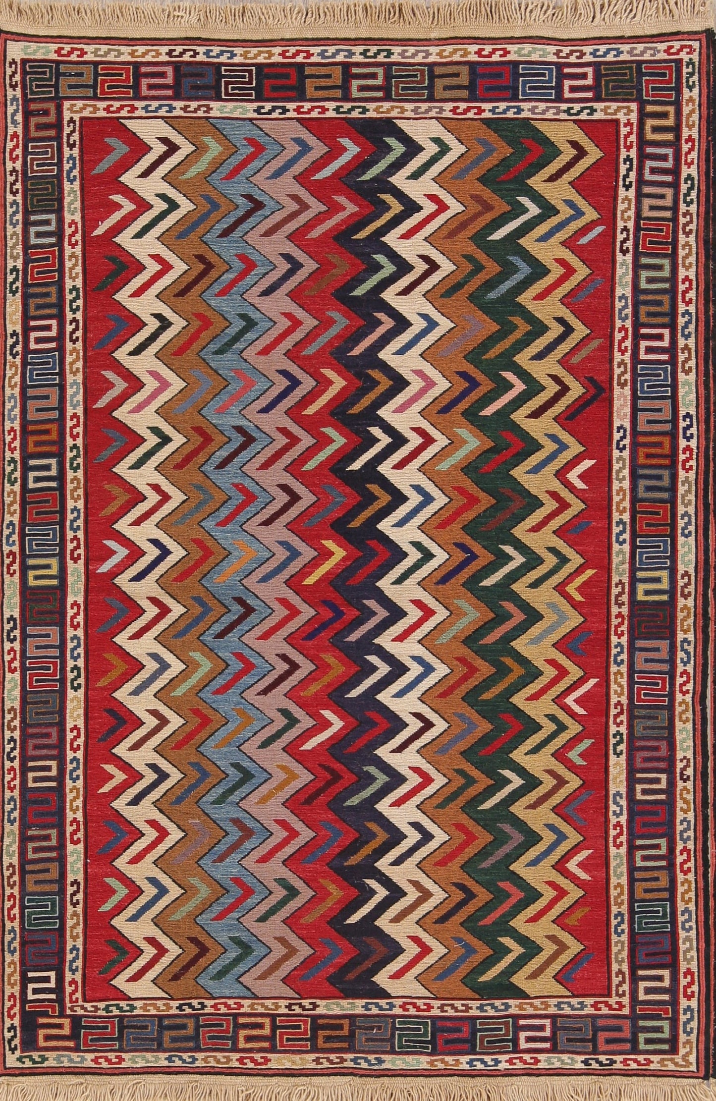 Zig/Zag Geometric 3x5 Modern Kilim Shiraz Persian Area Rug