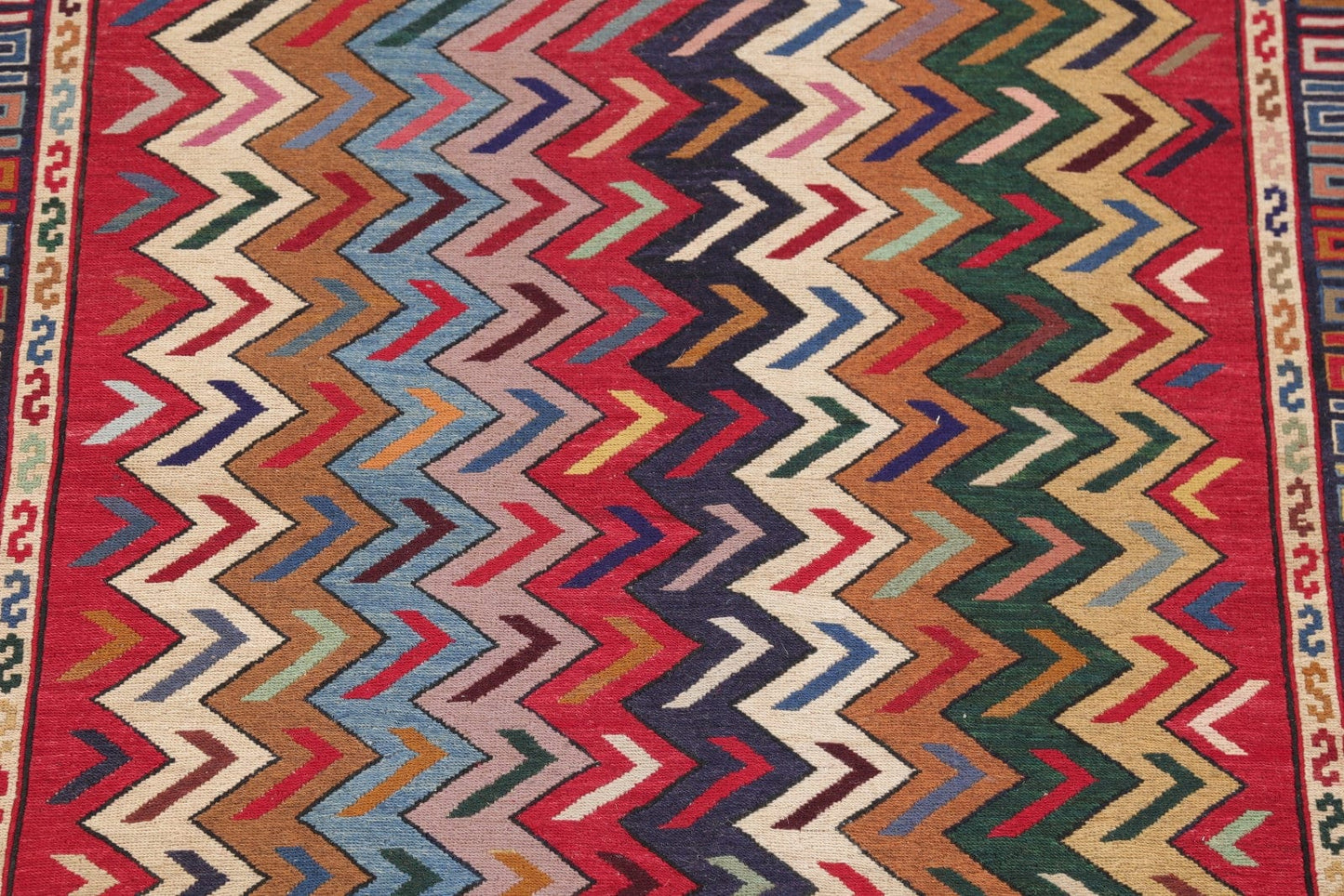 Zig/Zag Geometric 3x5 Modern Kilim Shiraz Persian Area Rug