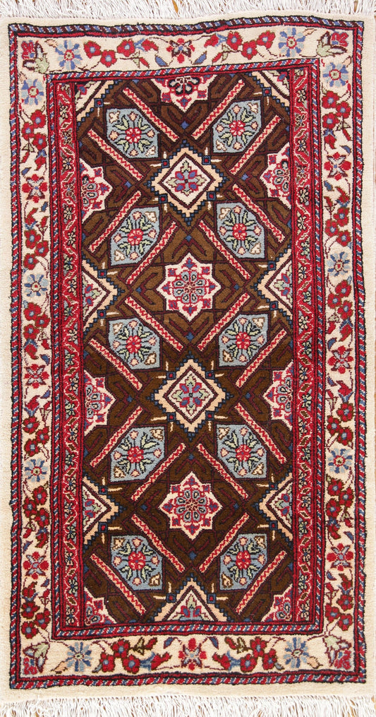 Geometric All-Over Foyer Size 2x4 Kashmar Persian Area Rug