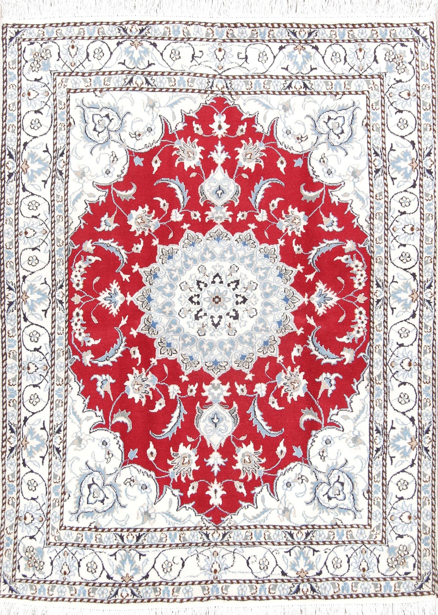 Floral Nain Persian Medallion Area Rug 5x6