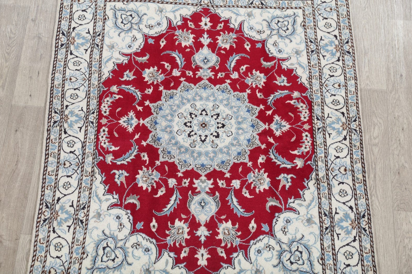 Floral Nain Persian Medallion Area Rug 5x6