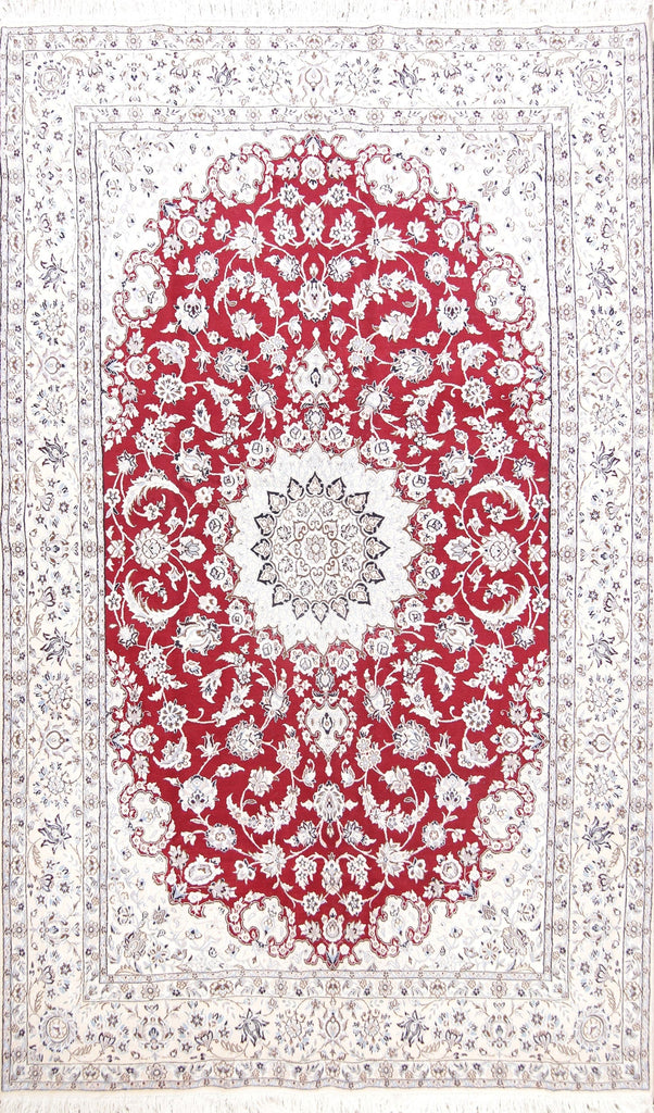 Floral Red 6x10 Nain Isfahan Persian Area Rug