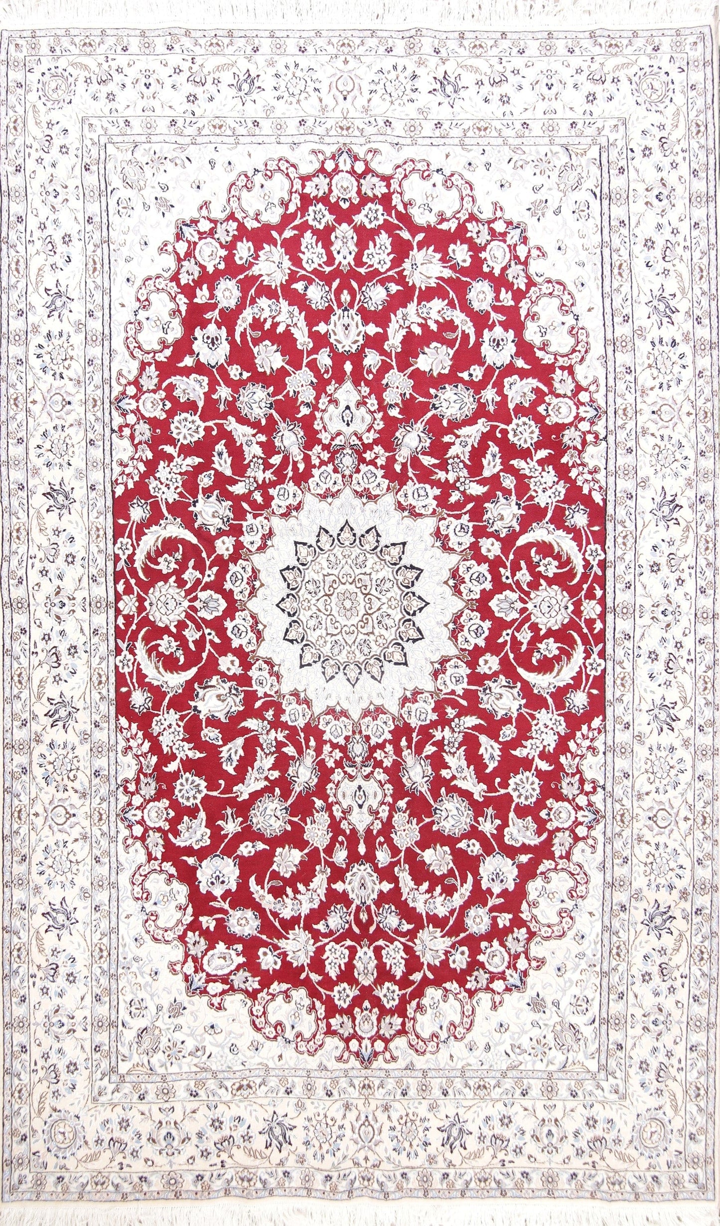 Floral Red 6x10 Nain Isfahan Persian Area Rug