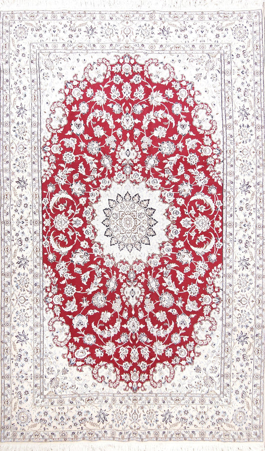 Floral Red 6x10 Nain Isfahan Persian Area Rug