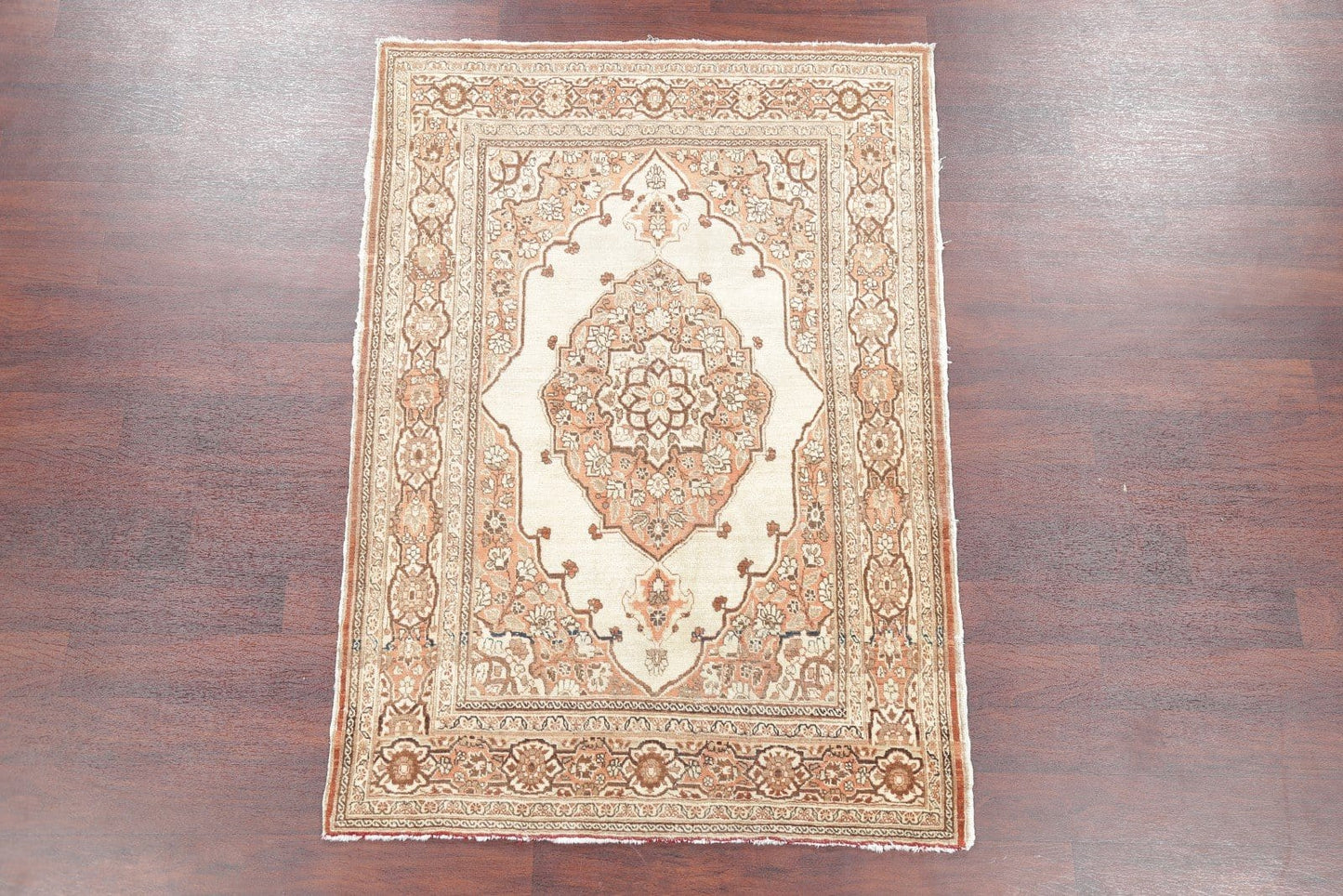 Geometric Ivory 4x6 Tabriz Haj jalili Persian Area Rug