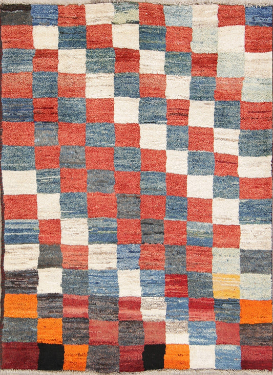 Checked 3x5 Gabbeh Shiraz Persian Area Rug