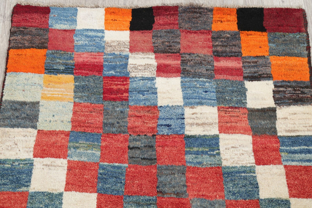 Checked 3x5 Gabbeh Shiraz Persian Area Rug