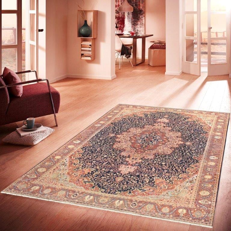 Antique Ferehan Collection Navy Lamb's Wool Area Rug-13' 4" X 20' 8"