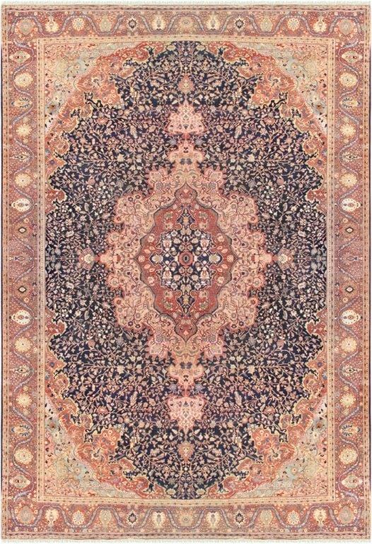 Antique Ferehan Collection Navy Lamb's Wool Area Rug-13' 4" X 20' 8"