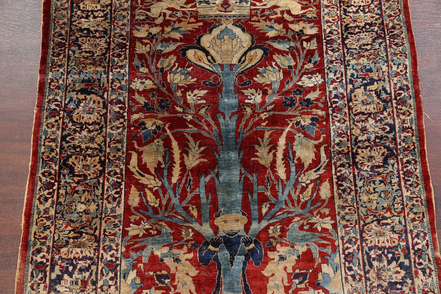 Pre-1900 Antique Silk 5x7 Heriz Persian Area Rug