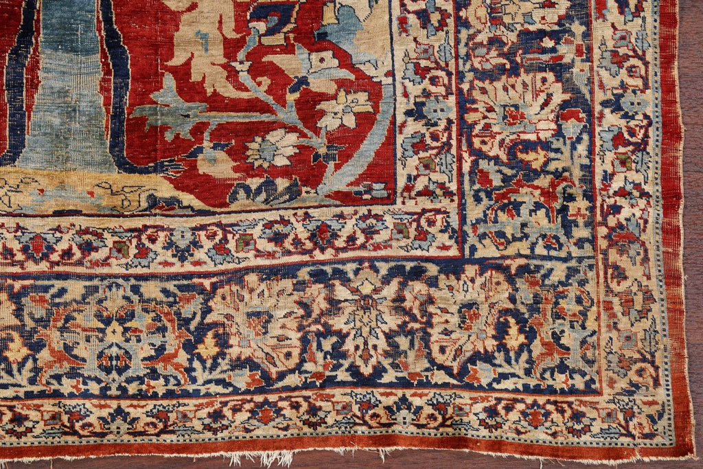 Pre-1900 Antique Silk 5x7 Heriz Persian Area Rug