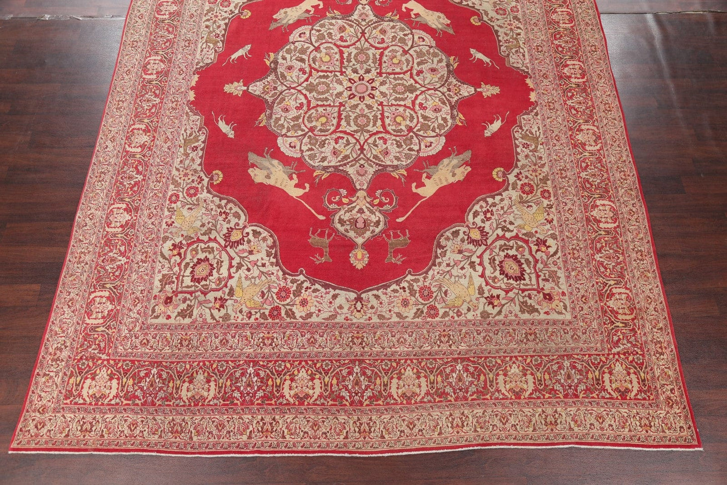 Antique Pre-1900 Hunting Design Museum Piece 11x14 Tabriz Haj Jalili Persian Rug