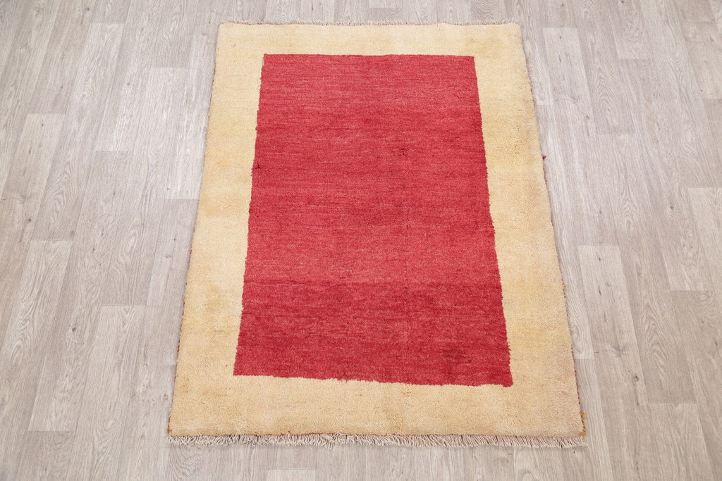 Solid 4x5 Gabbeh Shiraz Persian Area Rug