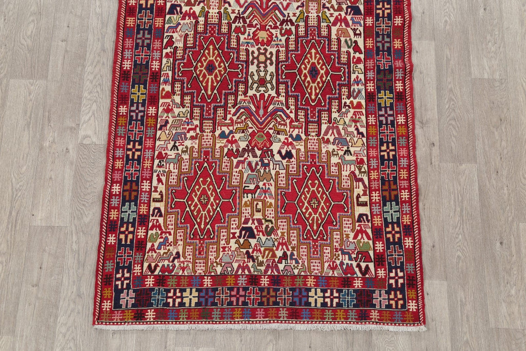 Geometric Pictorial 4x7 Kilim Sumak Persian Area Rug