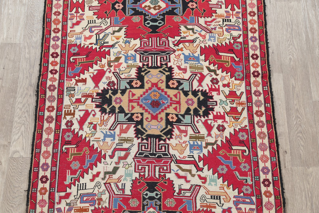 Pictorial 4x7 Kilim Sumak Persian Area Rug