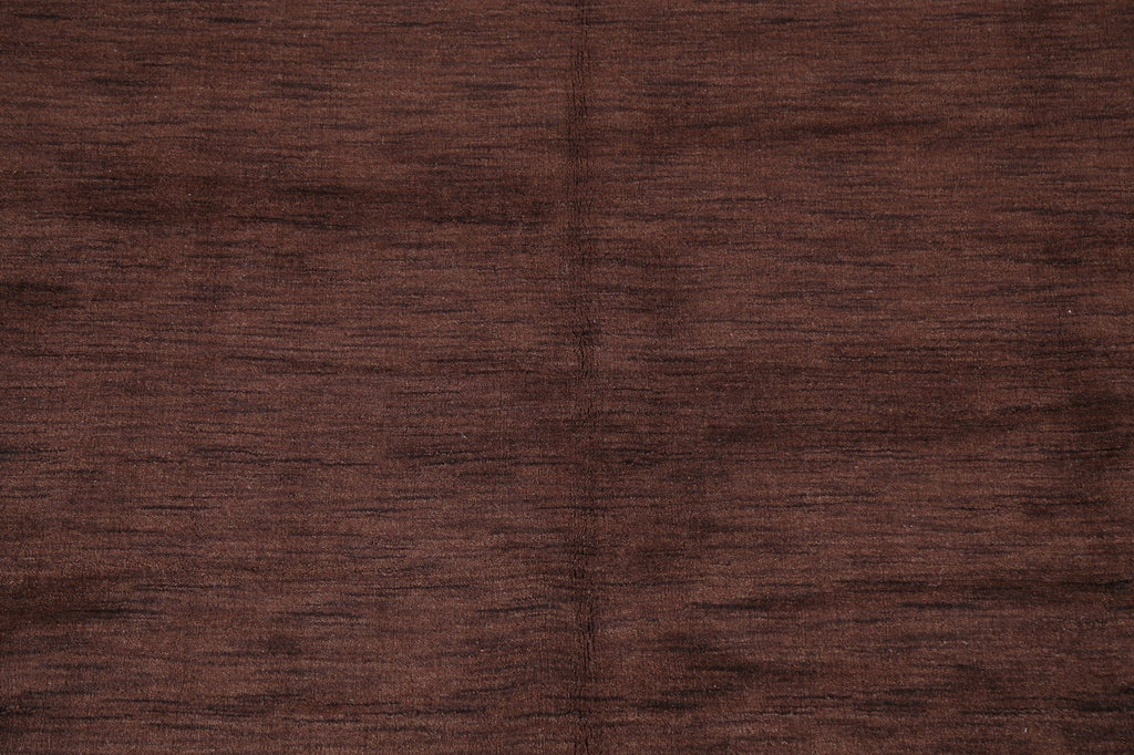 Modern Brown Gabbeh Wool Area Rug 9x12