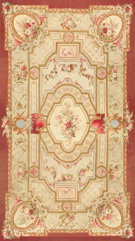 Antique Abusson Collection L. Green Lamb's Wool Area Rug-14' 0" X 25' 0"