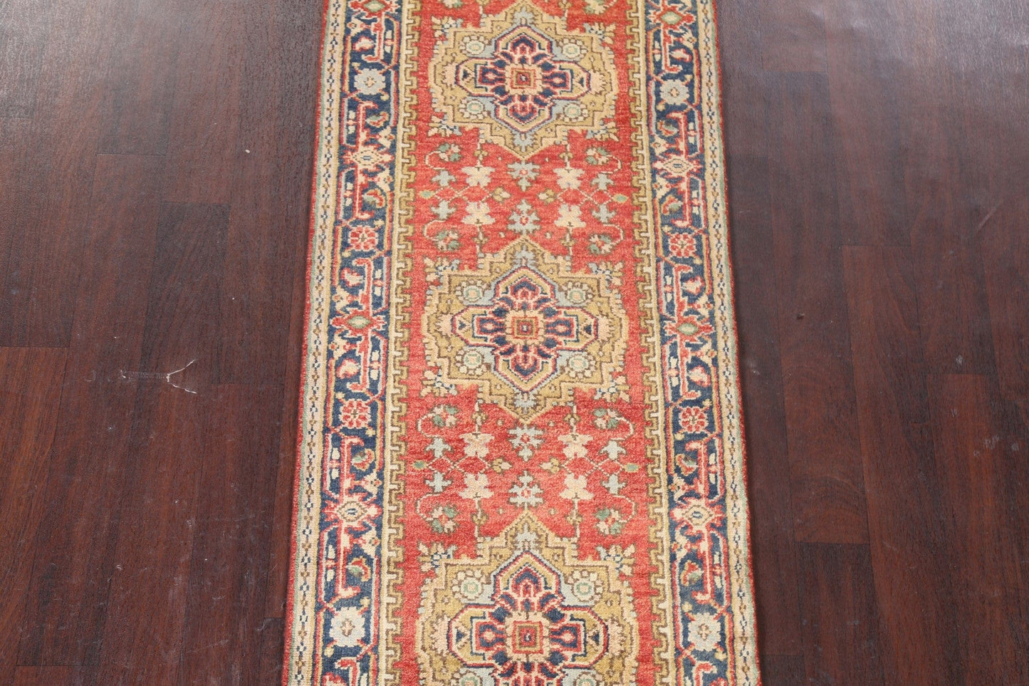 Geometric Heriz Oriental Runner Rug 3x8