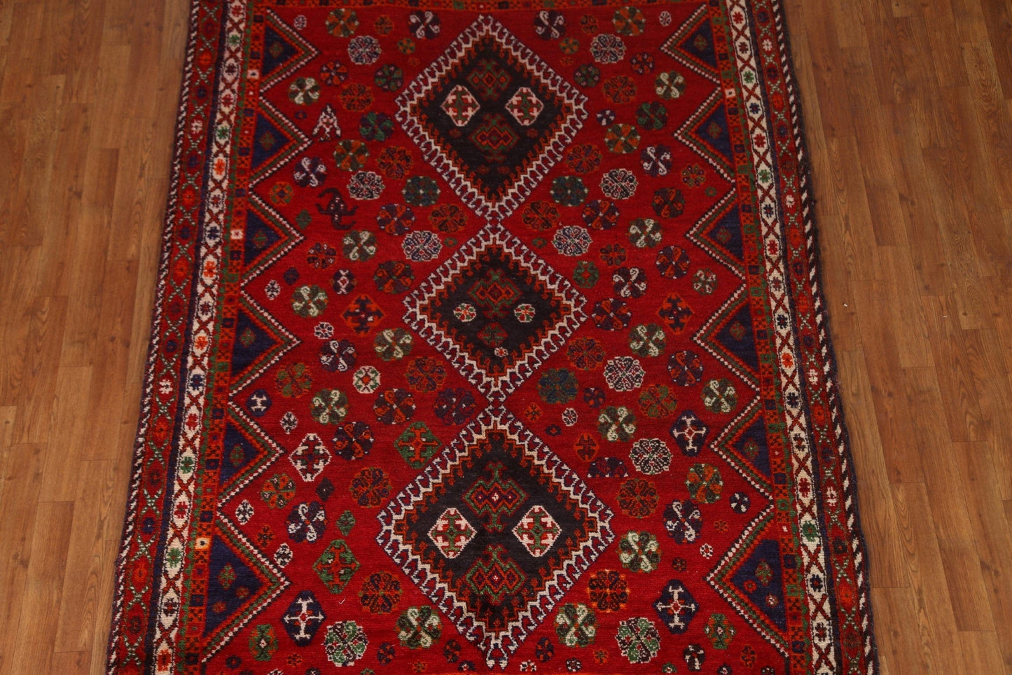 Geometric Red Abadeh Persian Area Rug 6x8