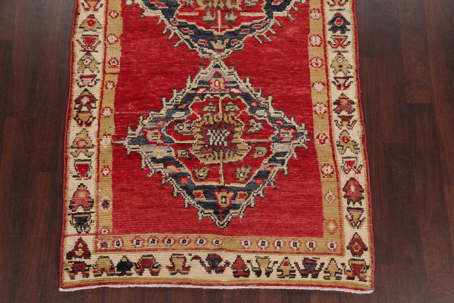 Geometric Oushak Turkish Oriental Hand-Knotted 5x10 Wool Runner Rug