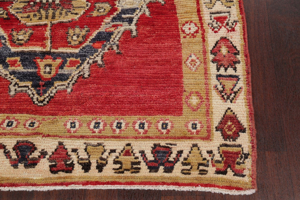 Geometric Oushak Turkish Oriental Hand-Knotted 5x10 Wool Runner Rug