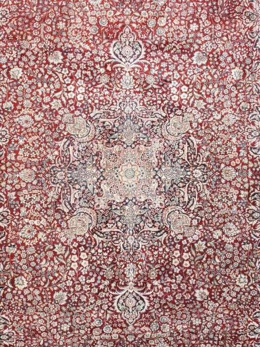 Kashan Collection Hand-Knotted Silk Area Rug- 9' 3" X 12' 1"