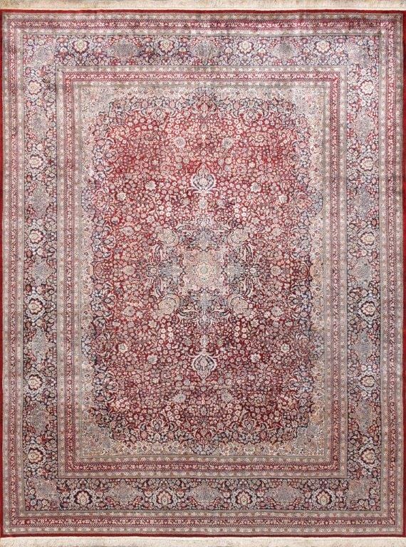 Kashan Collection Hand-Knotted Silk Area Rug- 9' 3" X 12' 1"