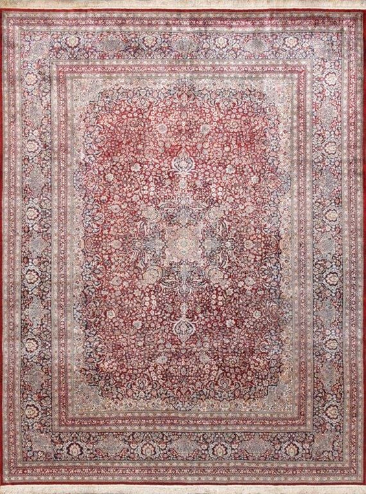 Kashan Collection Hand-Knotted Silk Area Rug- 9' 3" X 12' 1"