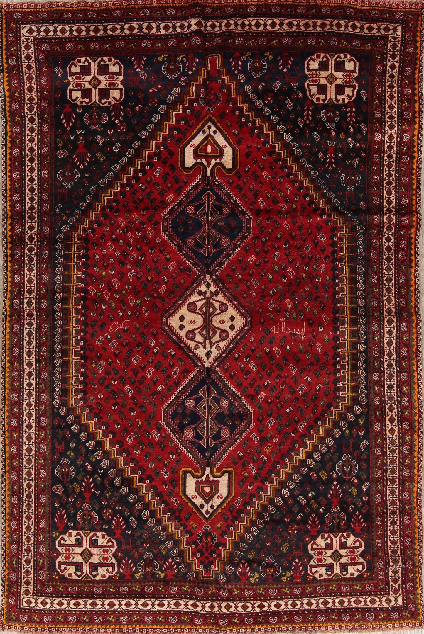 Geometric Ghashghaei Persian Hand-Knotted 7x10 Wool Area Rug
